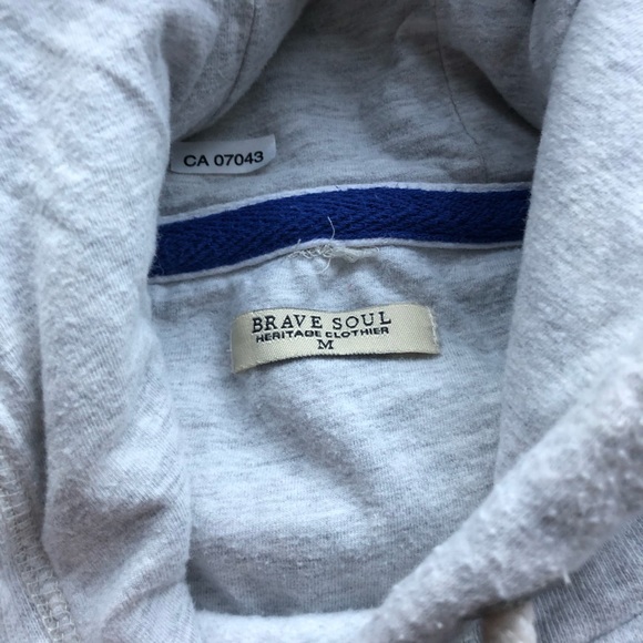 ASOS Brave Soul Grey fleece lined hoodie w/pocket - Picture 4 of 7